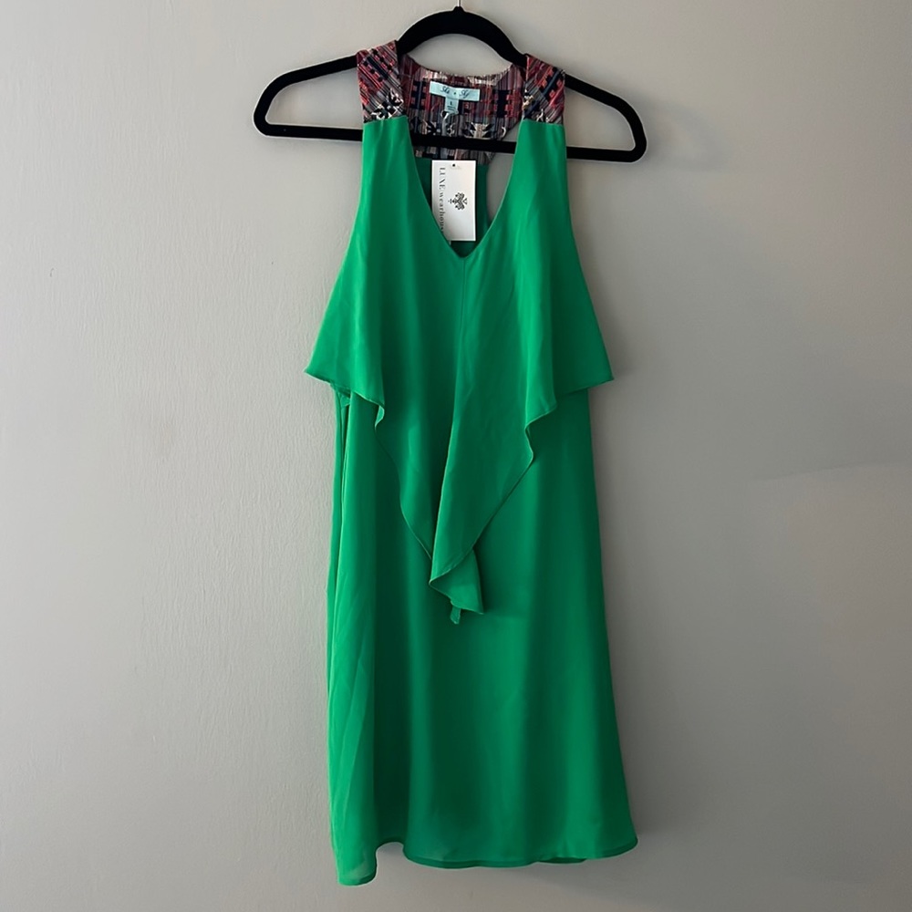 She & Sky dress- Kelly Green with Embroidered details